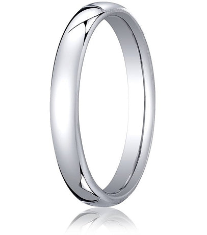 Comfort-fit 14K White Gold Wedding Band with Nouveau-fit Polished