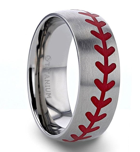 Baseball stitch wedding on sale band